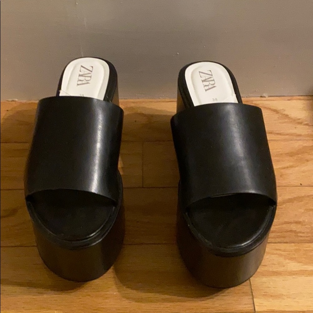 Zara Black Platform Sandals